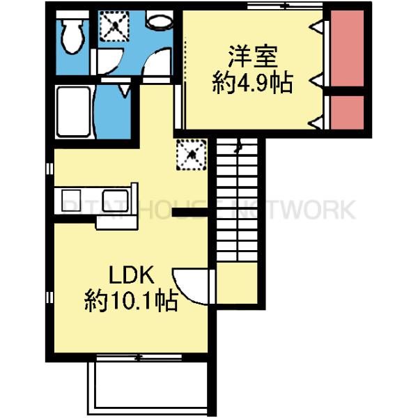 最上階の三方角部屋