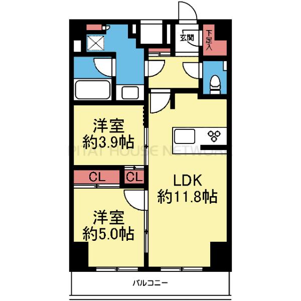 対面式キッチンの2LDK