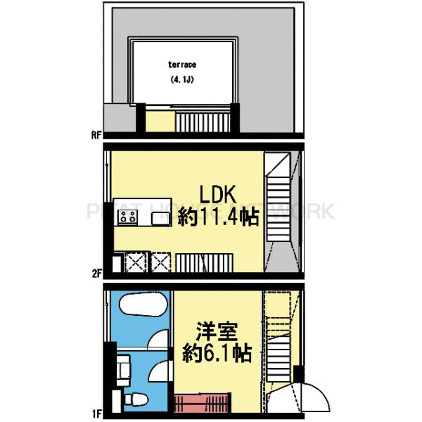 1-2階メゾネットの1LDK