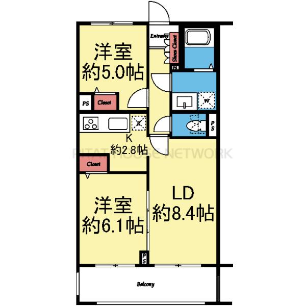 2室とも洋室の2LDK