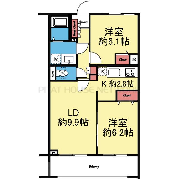 南西向き2LDK