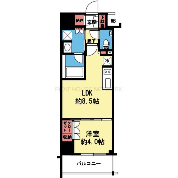 収納豊富な1LDK