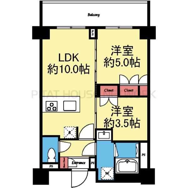 収納豊富な2LDK