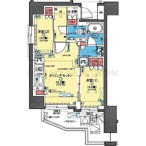 2室とも洋室の2DK