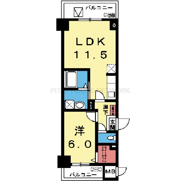 収納豊富な1LDK