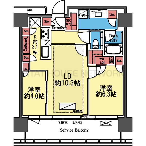 西向き2LDK