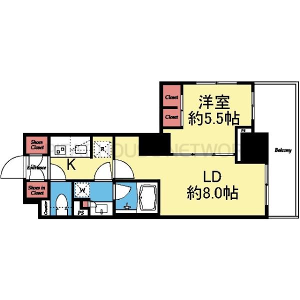収納豊富な1LDK