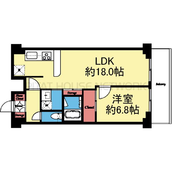 リビング広い1LDK