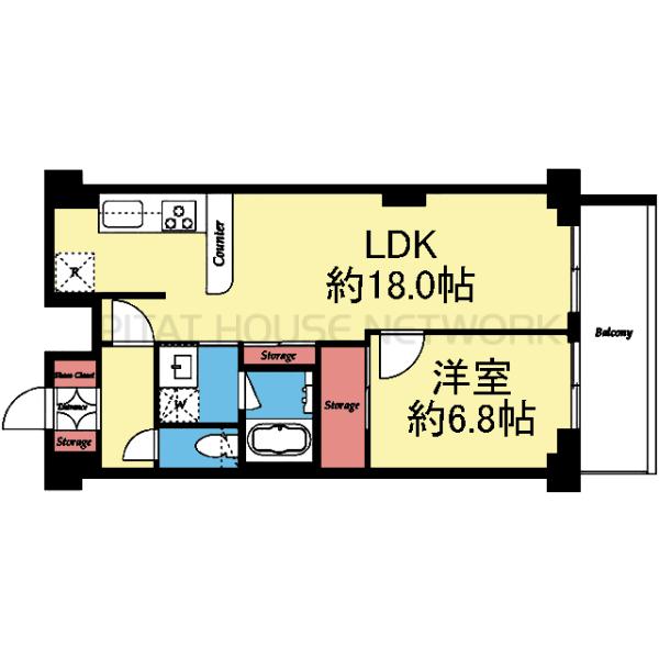 リビング広い1LDK