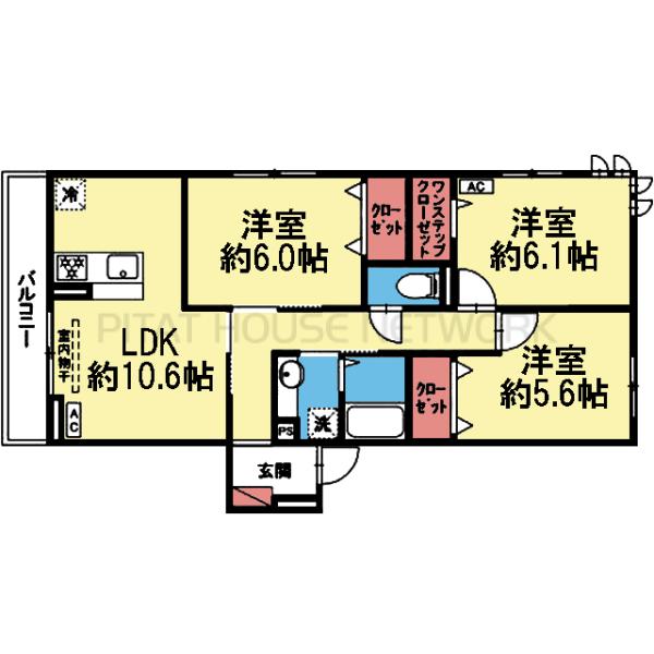 3室とも洋室の3LDK