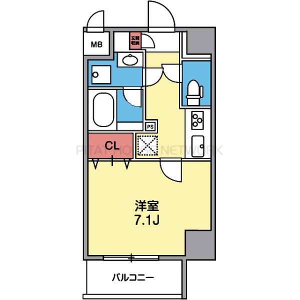 洋室7.1帖の広い1K