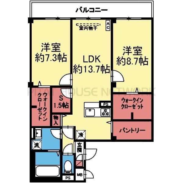 対面式キッチンの2LDK