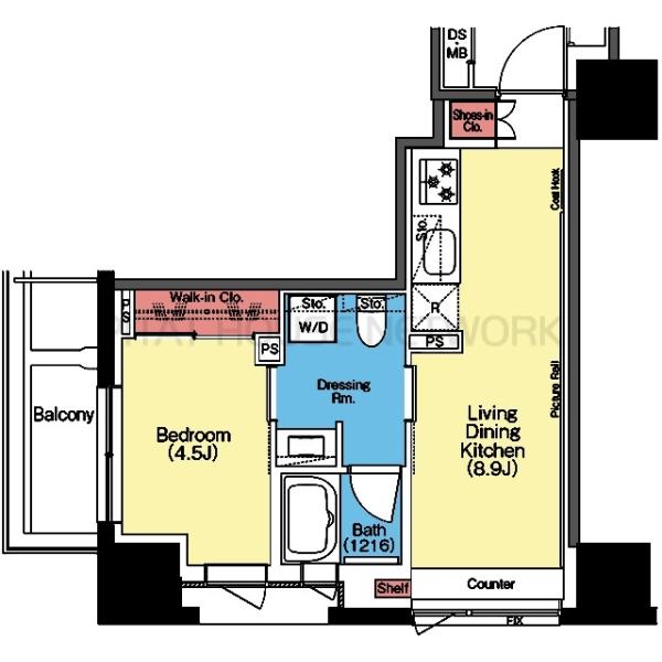 2面採光の角部屋です