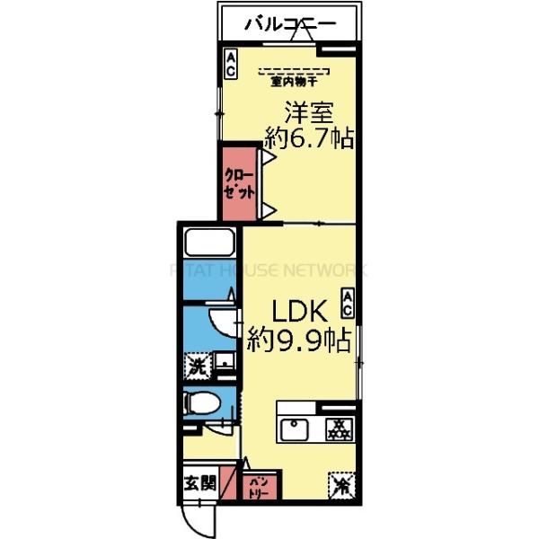 対面式キッチンの1LDK
