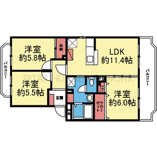 全室洋室の3LDK