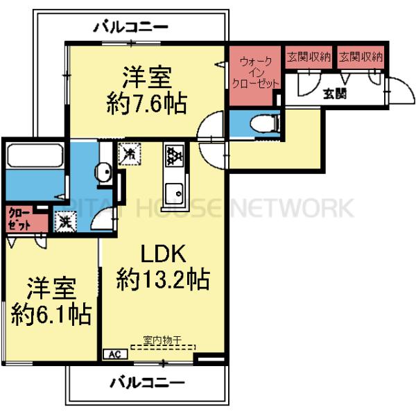 最上階の三方角部屋！