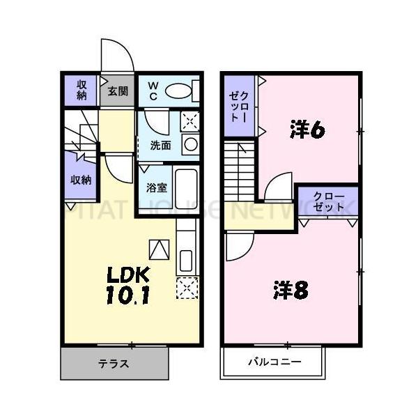 １階、２階ご利用いただけるメゾネットです