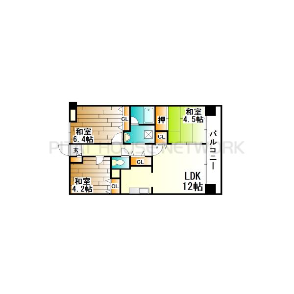 リビング１２帖。システムキッチン付きです