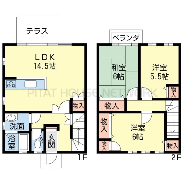3LDK メゾネット