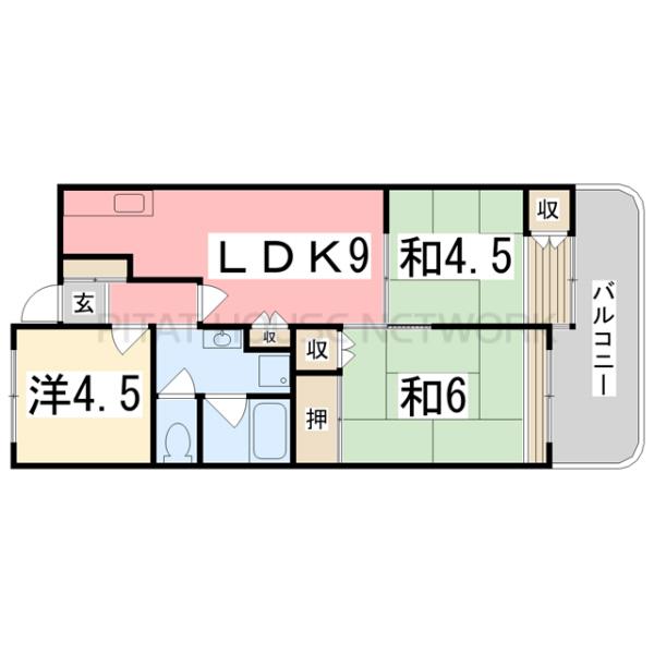 加古川市平岡町新在家マンション 間取り図写真 間取図(平面図)