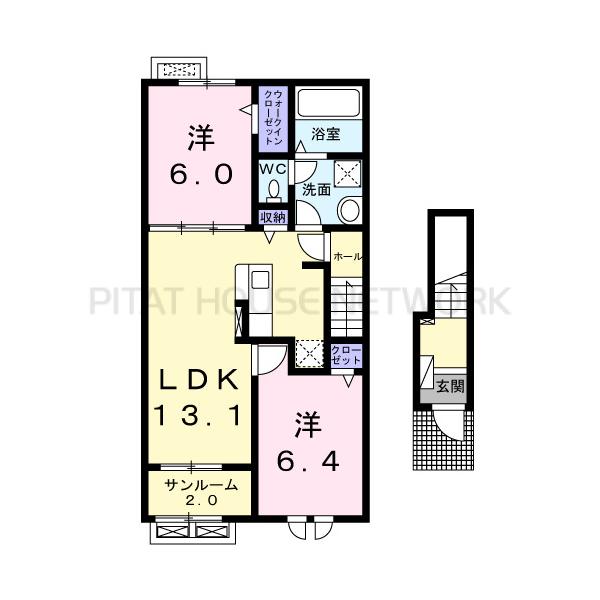 ヴィラ　ハナブサ２番館 間取り図写真